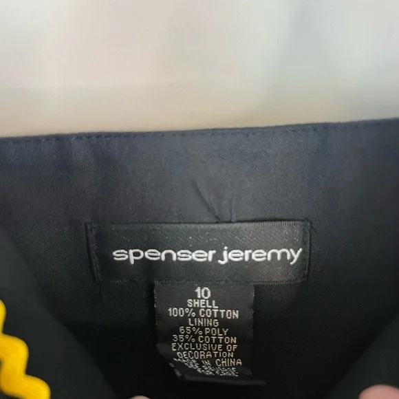 Spenser Jeremy Multicolor Zigzag Embroidered Black Midi Dress - Size 10 cotton - Picture 3 of 6